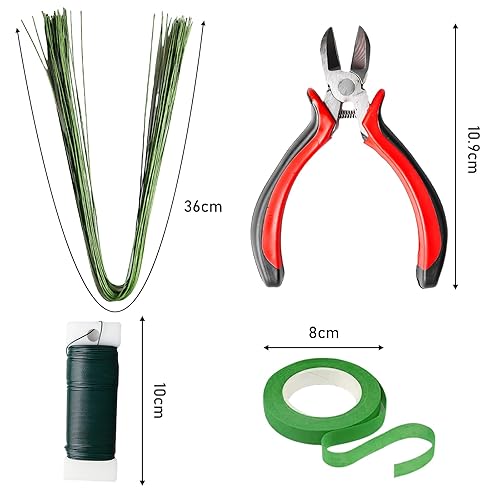 GBKDQQ Lot de 14 outils d'arrangement floral, y compris fil floral, rubans et enveloppes, ruban floral, fils de tige de fleurs, crêpe de fleuriste, coupe-fil et broches à tête sphérique - Nail Gallerys