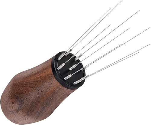 Normcore WDT Outil de distribution avec support V3, technique de distribution Weiss, agitateur à expresso à aiguilles 9 broches, manche en bois de noyer américain - Nail Gallerys