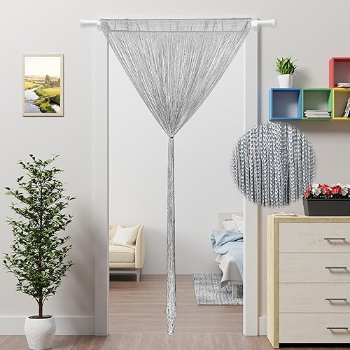 Ateasierlife Rideau de porte - Moustiquaire à ficelles - Rideaux de fenêtre et de portes avec perles - Séparateur de pièce, cuisine et extérieur - Blanc - 100 x 200 cm - Nail Gallerys