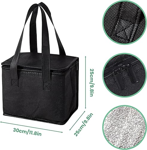 FZSECRIU 2 pièce （20L+20L） grand sac isotherme + 10 pièce banquise，noir sac isotherme courses（30x25x25cm），Pliable sacs isothermes，glacière，courses surgelés - Nail Gallerys