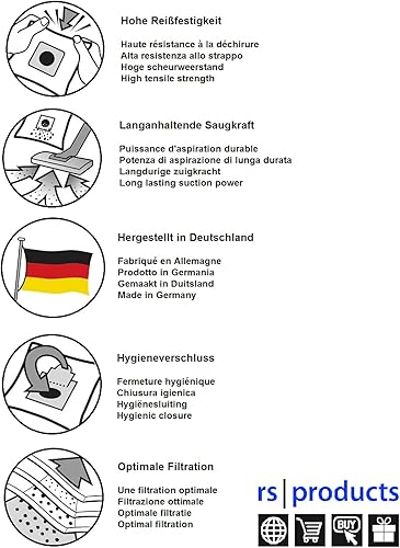 rs-products I Lot de 10 sacs d'aspirateur compatibles avec Bosch Série 4 : BGLS4HYG2, BGLS4PET2, BGLS4POW2, BGLS4SIL1, BGLS4SIL2, BGLS4X201, BGLS4X210 (SI3) - Nail Gallerys
