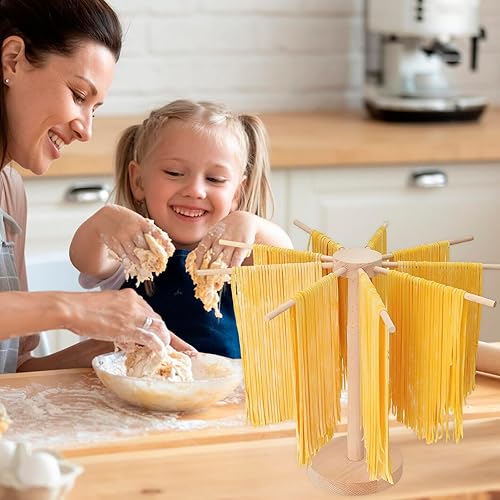 Générique Séchoir à Pates en Bois Séchoir à Spaghetti Pliable avec 9 Barres Peut Contenir 4,5 kg de Nouilles Pasta Drying Rack pour Sécher Les pâtes Faites Maison - Nail Gallerys