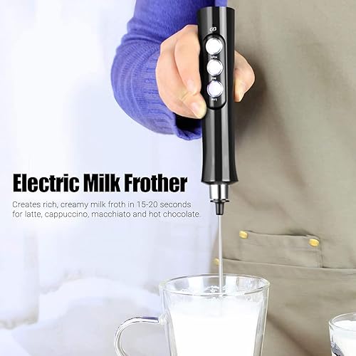 Ozvavzk Mousseur à Lait Électrique, Mousseur de Lait Rechargeable USB et Mini Fouet Electrique avec 3 Vitesses Réglable & Trois Fouet Tête pour Café Crème Cappuccino Latte Cocktails Jus - Nail Gallerys