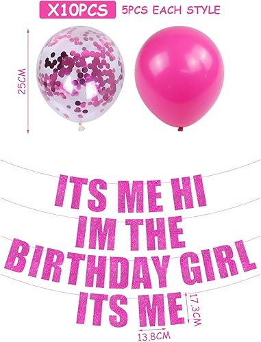 1 bannière d'anniversaire, 10 ballons, bannière « Je suis une fille d'anniversaire », décorations d'anniversaire de fête, accessoires de décoration de fond - Nail Gallerys
