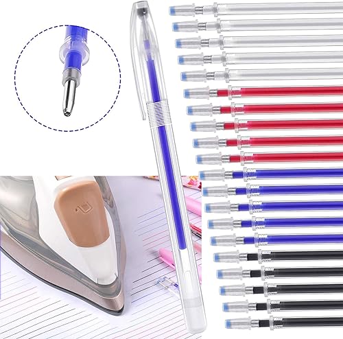 YUEMING Marqueurs Effaçables à Chaud, 4 Couleurs de Marqueurs pour Tissus avec 20 Recharges Stylo et 4 Pen Shells, Marqueurs Interchangeables Effaçables à Chaud pour Quilting Couture, Couture, Tissus - Nail Gallerys