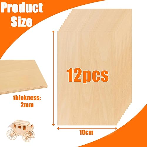 Lot de 12 contreplaqué en bois de tilleul - 200 x 100 x 2 mm - En bois de tilleul inachevé - Rectangulaire - Vierge - Pour peinture, pyrogravure découpe laser, travaux manuels, décoration - Nail Gallerys