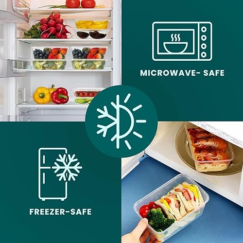 Lot de 10 boîtes de conservation hermétiques de 1 L avec couvercles à clipser – Boîtes étanches et réutilisables pour la préparation des repas – Passent au micro-ondes, au congélateur et au - Nail Gallerys