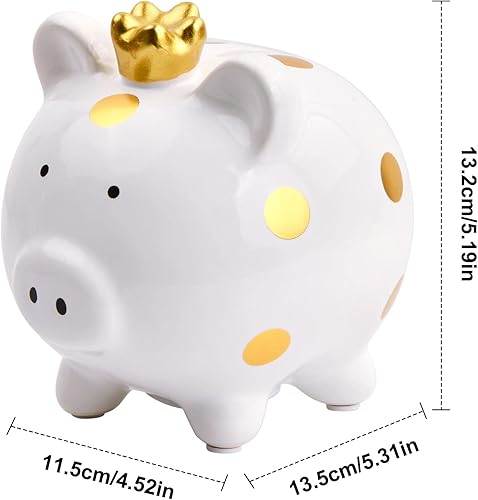 Dokeno Tirelire en Forme de Cochon, Tirelire Enfant Cochon Blanc, Tirelire en Céramique de Mignonne, Tirelire Cochon à Casser, Tirelire Cochon Originale Cadeau D'anniversaire pour Fille, Garçon Adulte - Nail Gallerys