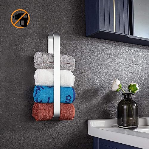 Porte Serviettes Mural Anneaux Porte-Serviettes Auto-Adhésif, Poprkdre Support de Serviettes 40 cm, Aluminum, Mat … - Nail Gallerys