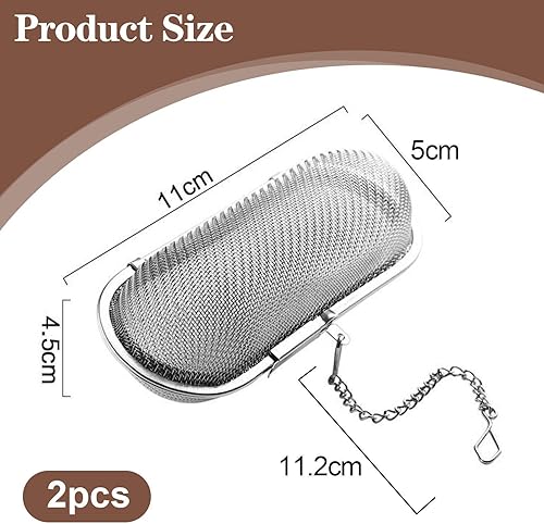 Passoire Ovale 2 Pièce, Passoire À Thé Avec Chaîne, Infuseur À Thé En Acier Inoxydable, Passoire À Sac À Soupe, Passoire À Thé En Métal, Passoire À Épices Aux Herbes - Nail Gallerys