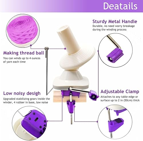 Enrouleur de pelotes de fil à tricoter à la main avec pince de rangement pour le rangement du fil (22) (violet) - Nail Gallerys