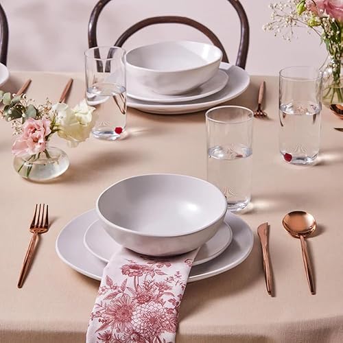 Karaca Scarlet Service de Table 18 Pièces pour 6 Personnes, Vaisselle en Porcelaine Fine avec Assiettes, Bols, Plats de Service, Élégant et Idéal pour les Occasions Spéciales, Blanc - Nail Gallerys