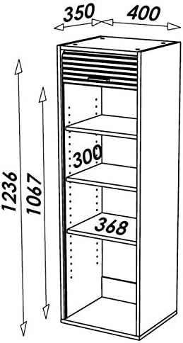 SIMMOB Meuble de Cuisine Alu 1 Rideau 4 Niches L 40 H 123.6 P 35 cm - Nail Gallerys