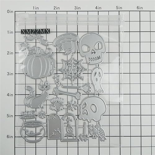 XMZZMX Matrices de découpe en métal Halloween citrouille araignée squelette pour la fabrication de cartes, gaufrage de papier, pochettes de rangement, pochoirs de scrapbooking - Nail Gallerys