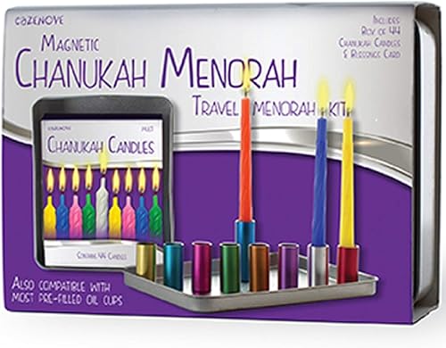 Menorah magnétique de voyage Hanoukka avec bougies colorées pour Hanoucca - Nail Gallerys