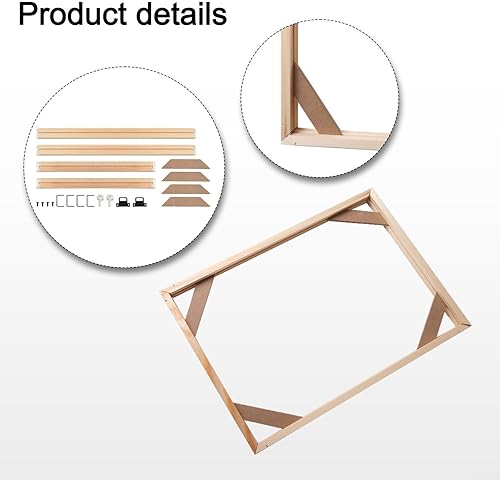 Cadre photo en bois à faire soi-même, bois robuste, cadre amovible en bois, pour toile, pour peintures à l'huile, affiche, photo, accessoire d'art (20 x 30 cm) - Nail Gallerys