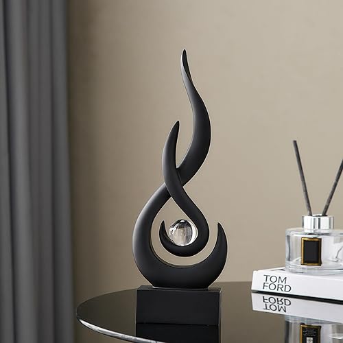 FJSPERM Décoration dorée - Sculptures modernes en forme de flamme - Décoration pour salon, étagère en résine - Accents d'art abstrait - Sculpture pour salle à manger, bureau, table basse, pièce - Nail Gallerys