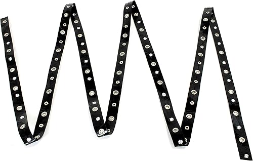 AERZETIX - C60704 - Galon bande décoratif en similicuir, œillets métalliques, fausses pierres - 2 mètres x 16 mm - couleur : noir - pour confection vêtements mercerie loisir créatif décoration - Nail Gallerys