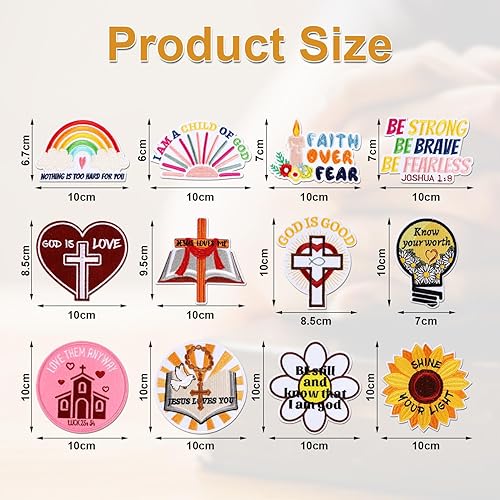 Lot de 12 Patchs Brodés à Repasser avec Versets Bibliques, Patchs Chrétiens à Coudre Religieux Vintage pour Tissu Sac à Dos Chapeau Robe Jean Réparation Décoration - Nail Gallerys