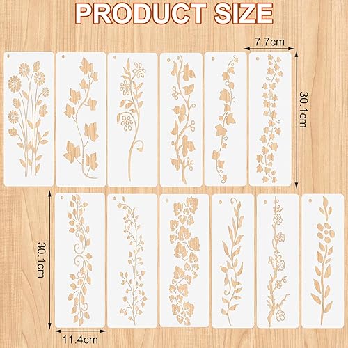 APOMOONS 12 Pièces Pochoirs pour Peinture, Réutilisables Pochoir Peinture Murale, Pochoirs de Plantes, Pochoir Fleur pour Bricolage, Bois, Murs, Toile, Meubles - Nail Gallerys