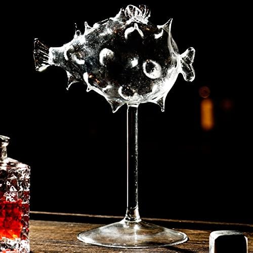 Frdun Verre à cocktail créatif en forme de poisson-souffle avec paille transparente - 200 ml - Nail Gallerys