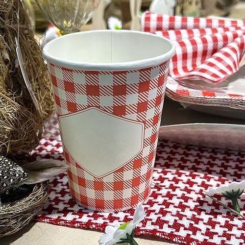 SANTEX 7270-7, Sachet de 10 Gobelets A la Campagne Vichy Rouge - Nail Gallerys