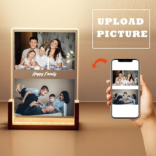 Baixtuo Cadre Photo Personnalisé et Lampe Personnalisée avec Photo, Cadeau Personnalisé Femme. Cadeau pour Noël, Saint-Valentin, Fête des Mères et Fête des Pères. (Style 14) - Nail Gallerys