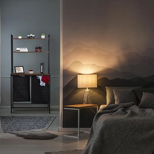 Relaxdays Meuble à Linge, 2 Compartiments Extensibles, HxLxP: 162x80x34 cm, étagères, Rangement vêtements, Noir - Marron - Nail Gallerys