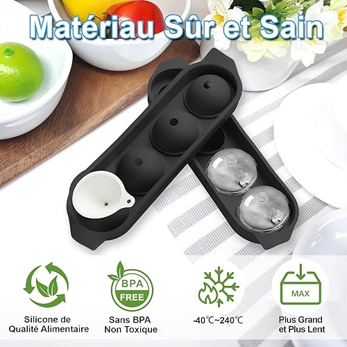 Bac a Glacon Silicone, 2 Pièces 4x Glacons Moule, 4.5cm Rond Bac à Glacons avec Couvercle Ice Cube Tray Moule Glacon Silicone pour Bière Cocktail Whisky Fruits Nourriture pour Bébés - Bleu - Nail Gallerys