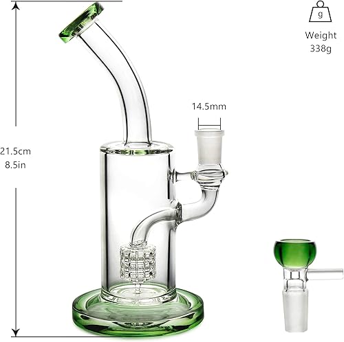 The7boX Bong à eau en verre avec percolateur Vert 14 mm - Nail Gallerys