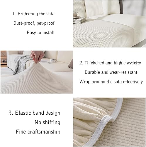 Housse de canapé en Velours côtelé élastique, Protection pour Meubles antidérapante et étanche à la poussière, avec Coussins de siège et Dossier, 30-55cm x 6. - Nail Gallerys