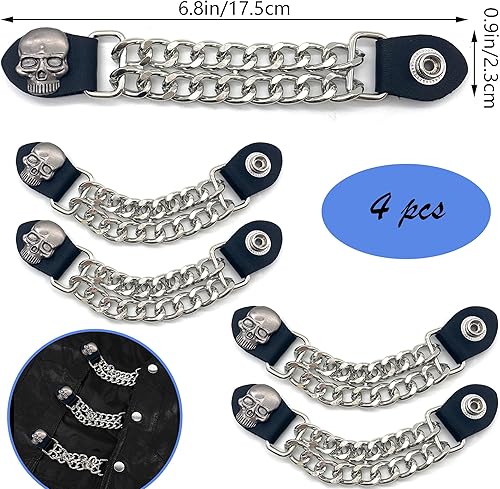 DHER 4 Piece Extension gilet moto fermeture de gilet chaîne Vest Buckle Chaîne d'extension Vest Extension Hip Hop Clothing Accessories Clothes Buckle (B) - Nail Gallerys