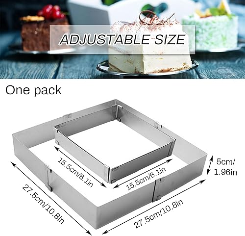 Réglable Moule Gateau Carré Moule Pâtisserie Rectangulaire Acier Inoxydable Cadre À Pâtisserie Rectangulair Moule A Patisserie Reglable Cadre Anneau De Gâteau Rectangulaire Pour Mousse,crème Glacée - Nail Gallerys