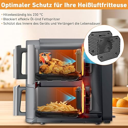 Lot de 2 protections anti-éclaboussures en silicone pour Air Fryer Ninja Double Stack XL - Protection Anti Projection de graisse - Compatible avec Ninja Double Stack SL400EU - Passe au lave-vaisselle - Nail Gallerys