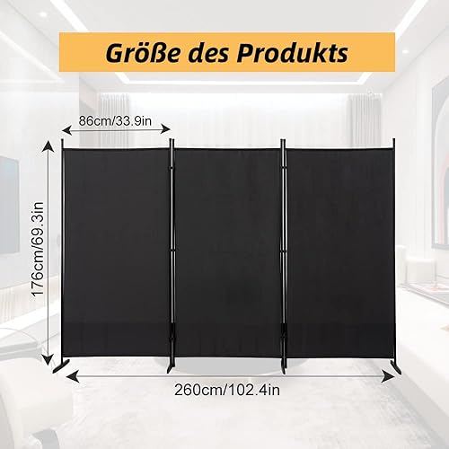 Mingone Paravent de séparation intérieur jardin mur espagnol balcon brise-vue paravent en tissu 3 pièces pour bureau 260 x 180 cm Grand anthracite - Nail Gallerys