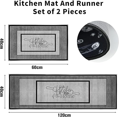 Hoimlm Lot de 2 tapis de cuisine antidérapants et lavables, anti-fatigue, pour décoration de la maison, bureau debout (style C, 40 x 60 + 40 x 120 cm) - Nail Gallerys