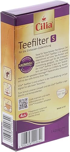 Cilia 80 Filtres à Thé, Taille S, Sans Résidu dans La Tasse, Pour Préparation Individuelle (100 à 400 ml) - Nail Gallerys