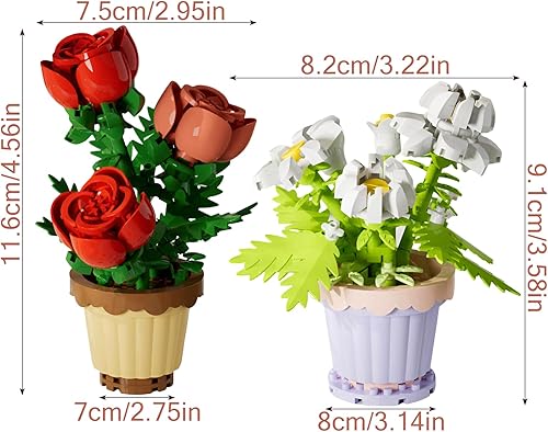 Lot de 2 Bouquet de Fleurs Bloc de Construction Set Couleur Marguerites 189 pièces et Roses 204 pièces Peut Contenir des Cadeaux Cadeaux de Saint Valentin Décorations - Nail Gallerys