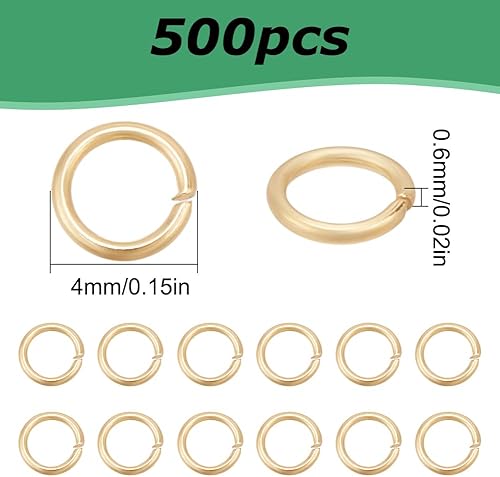 HOBBIESAY 500 anneau de Jonction en Or de 4mm en Acier Inoxydable Anneau de Jonction Ouvert Plaqué Or 18 carats Connecteurs D'Anneau Non Soudés Petits Anneaux Fendus Accessoires Fabrication Bijoux - Nail Gallerys
