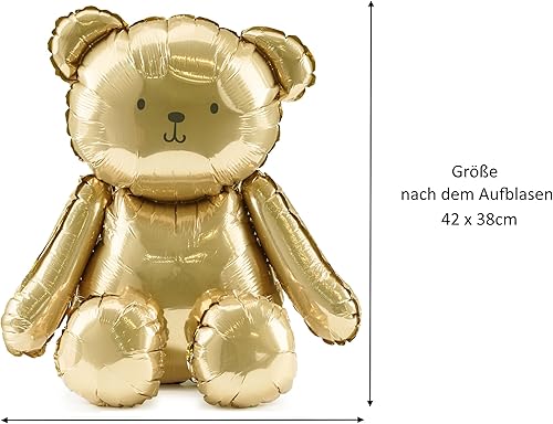 Ballon en aluminium doré autoportant - Ours en peluche - Pour fête prénatale, anniversaire de bébé, garçon et fille - Cadeau de naissance, chambre d'enfant - Nail Gallerys