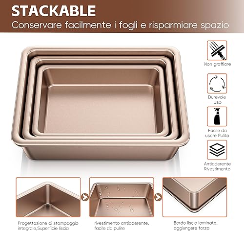 Goeasyoii Lot de 3 Plats à Four, Plat Four, Plat a Four, Plaque Cuisson Four, Plaque Pizza Four, Tradizione Italia Lasagnera (CE1) - Nail Gallerys