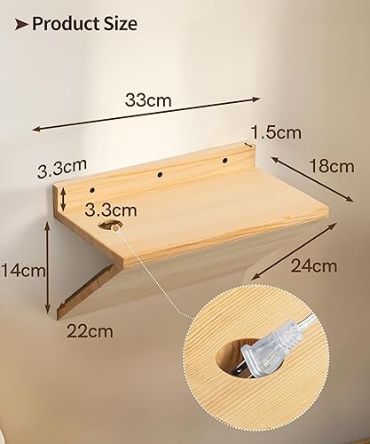 Mazjoaru Lot de 2 petites tables de chevet flottantes avec trou de câble, table de chevet flottante en bois naturel avec design en forme de Z, meubles de présentation pour chambre à coucher - Nail Gallerys