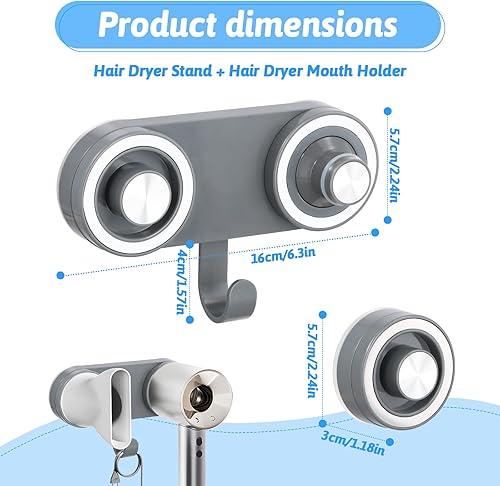 Mapille Porte Sèche Cheveux Mural Support Sèche Cheveux pour Tous Les Magnétiques Haute Vitesse Sèche-Cheveux Porte Sèche Cheveux à Ventouse sans Perçage avec Rangement des Câbles et Poutenir les Buse - Nail Gallerys