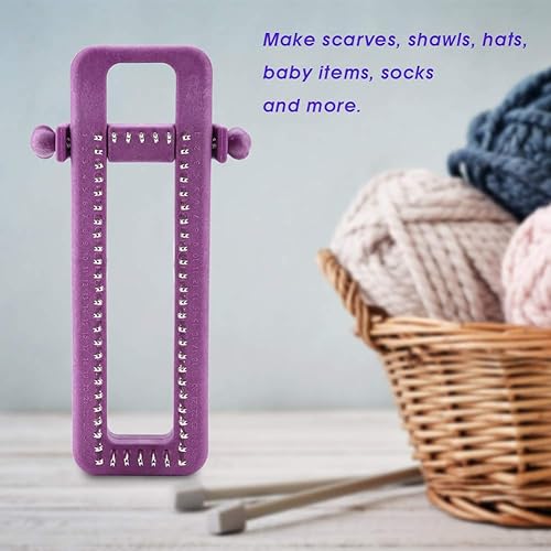 Respicefinem Kit Chaussette Ajustable Planche à tricoter rectangulaire violette avec un crochet pour les chaussettes, les charpes, les chapeaux et lartisanat Crative Handmade Craft Tool Set - Nail Gallerys