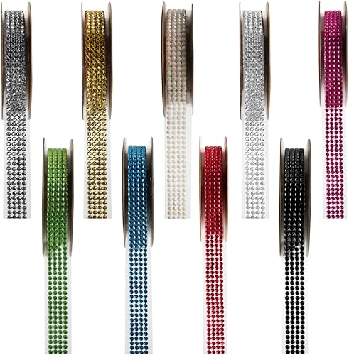 Ruban décoratif en strass - 15 mm x 1 m - Ruban décoratif - Pour dragées - 5267 - Rouge - Nail Gallerys