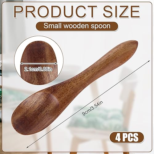 Gosknor 4pcs Cuillères en Bois, 9cm Mini Cuillères de Service en Bois pour Manger Cuillères à Café au Miel pour Remuer Café thé Bocal Condiments Sucre Cuisine Ustensiles de Cuisine et de Service - Nail Gallerys