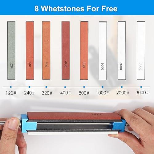 Aiguiseur Couteaux Manuel Professionnel, SystèMe D'AffûTage à Angle Fixe, Avec 4 Pierres à Aiguiser + 4 Diamants, Fixation Abrasive pour Outils de Meulage et de Polissage Fins - Nail Gallerys