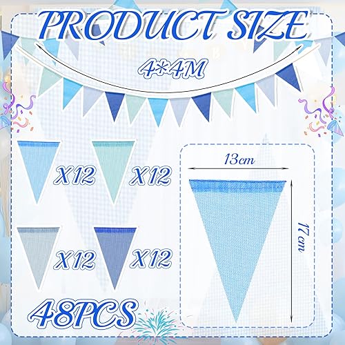 Lot de 4 guirlandes de fanions d'extérieur - 16 m - Résistants aux intempéries - Imitation lin - Vintage - Multicolore - Avec 48 fanions - Pour Halloween, mariage, anniversaire, fête, jardin, chambre - Nail Gallerys