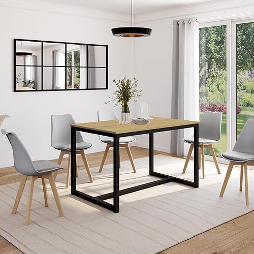 IDMarket - Table à Manger Rectangle Detroit 6 Personnes Design Industriel 120 cm - Nail Gallerys