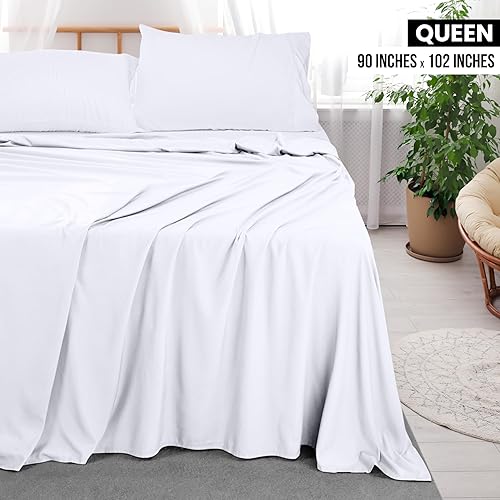 Utopia Bedding Drap Plat (Grand lit, Blanc) en Microfibre veloutée brossée, Respirant, Extra Doux et Confortable, résistant aux Plis, à la décoloration, aux Taches et à l'abrasion, qualité hôtelière - Nail Gallerys